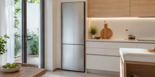 Alt+ “Frigorífico eficiente instalado en una cocina moderna”_png.webp
